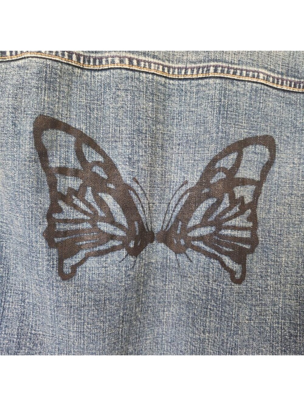 Levi's Retro Blue Denim Trucker Jacket Butterfly Print Y2K Coquette Fairy Cute - Picture 4 of 12